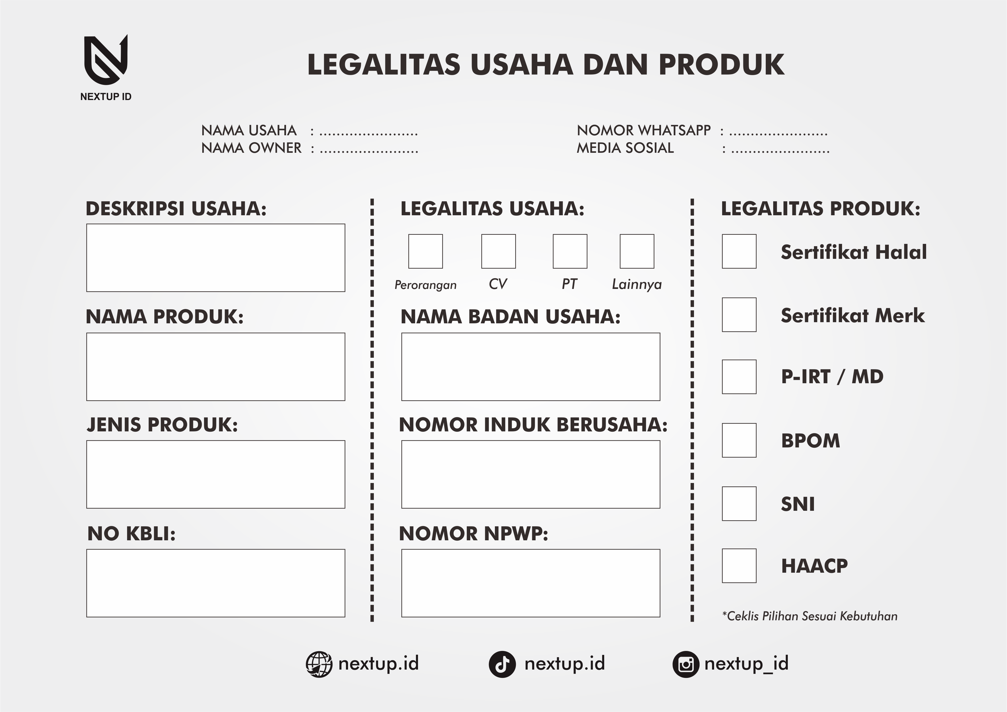 Legalitas Usaha - Nextup ID